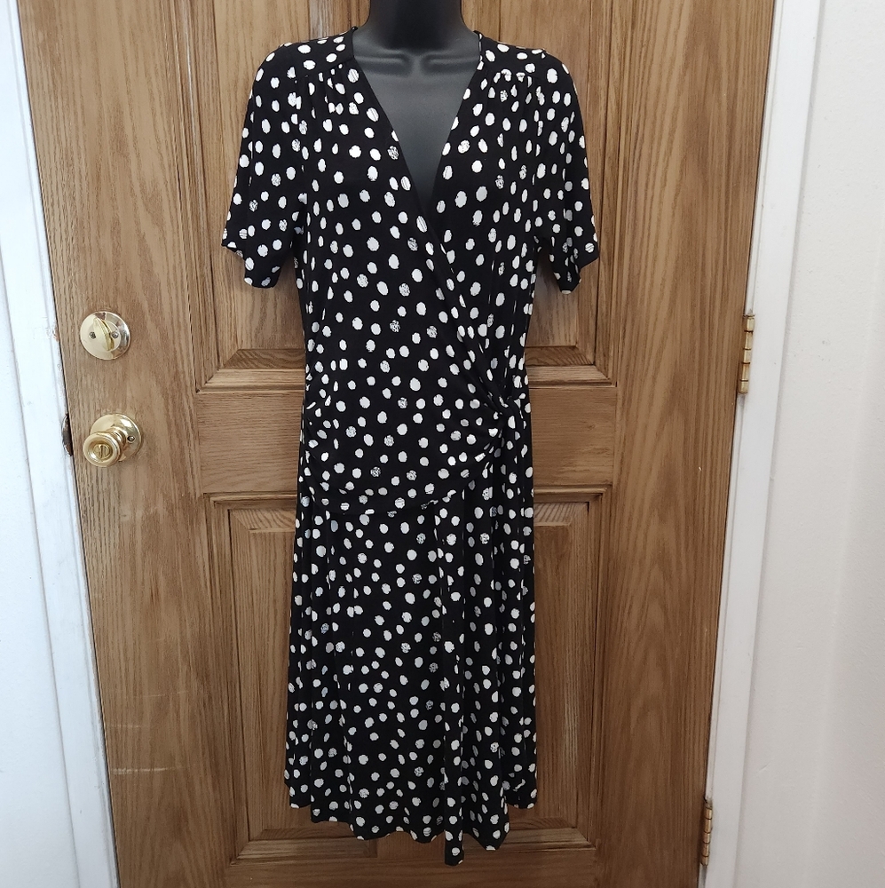 Black and White Polka Dot FoWrap Dress